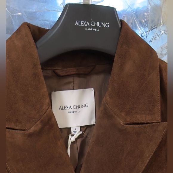 Alexa Chung for Madewell Double-Breasted Blazer Overcoat in Suede - Size 2 - Picture 2 of 8